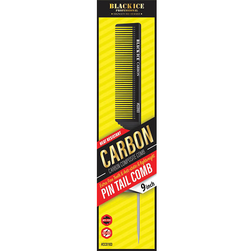Black Ice Carbon Pin Tail Comb 9" #CC0103