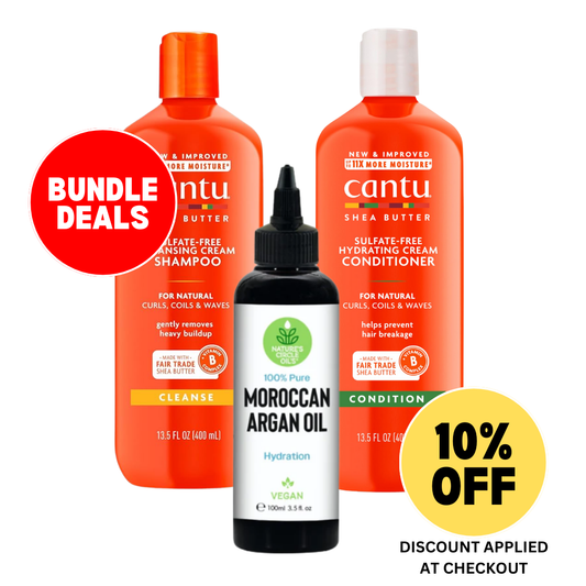 Cantu Shea Butter Sulfate Free Shampoo 400ml, Conditioner 400ml+Moroccan Oil 100ml/3.5oz- Bundle