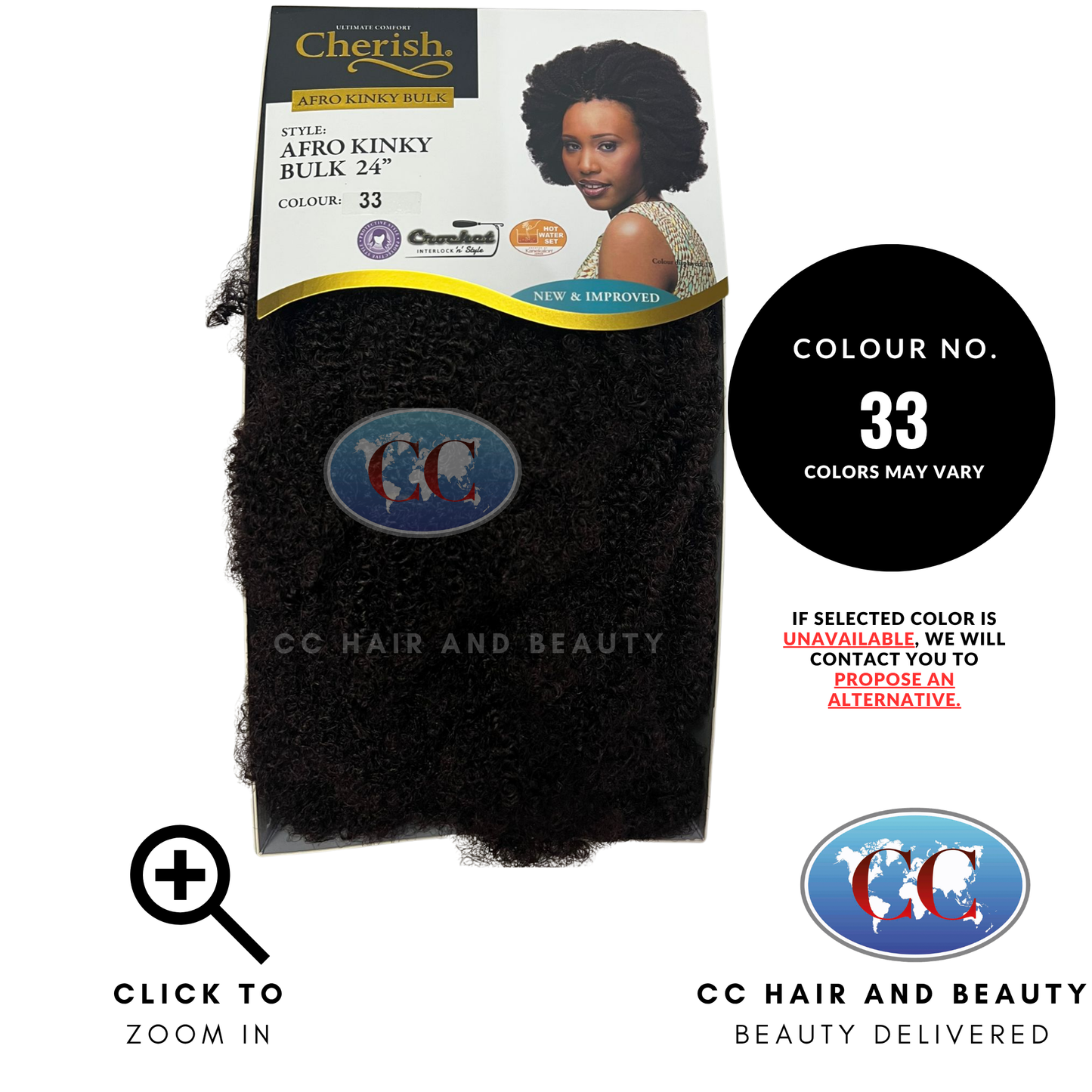 Cherish Afro Kinky Bulk 24"-33