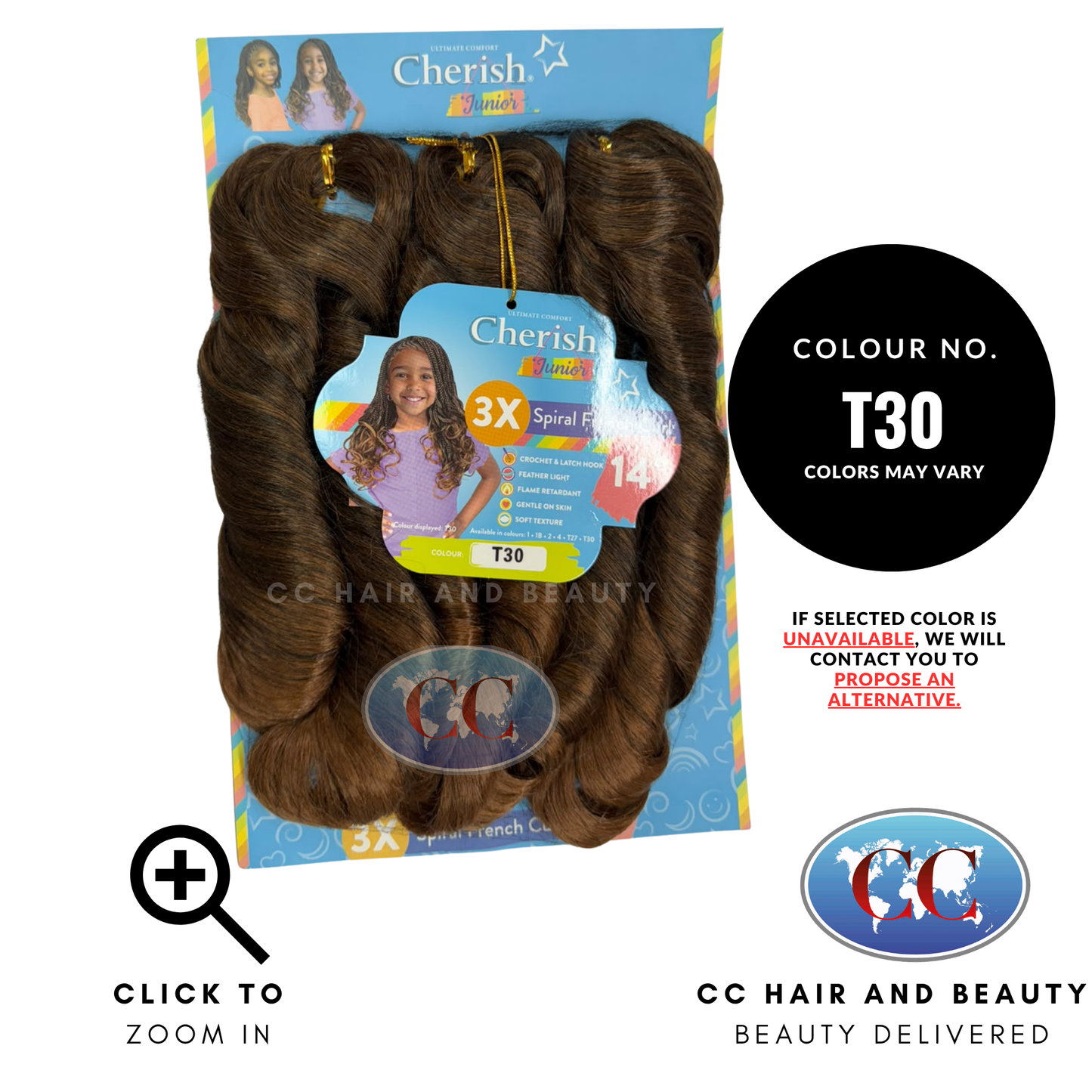 Cherish Junior Kids 3x Spirel French Curl 14" - T30
