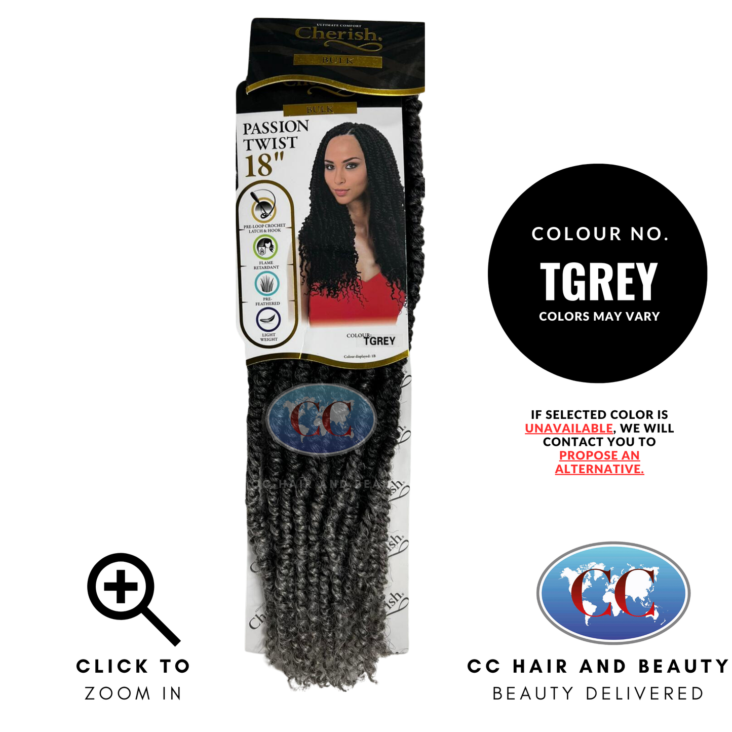 Cherish Synthetic Bulk - Passion Twist 18"-colour TGREY