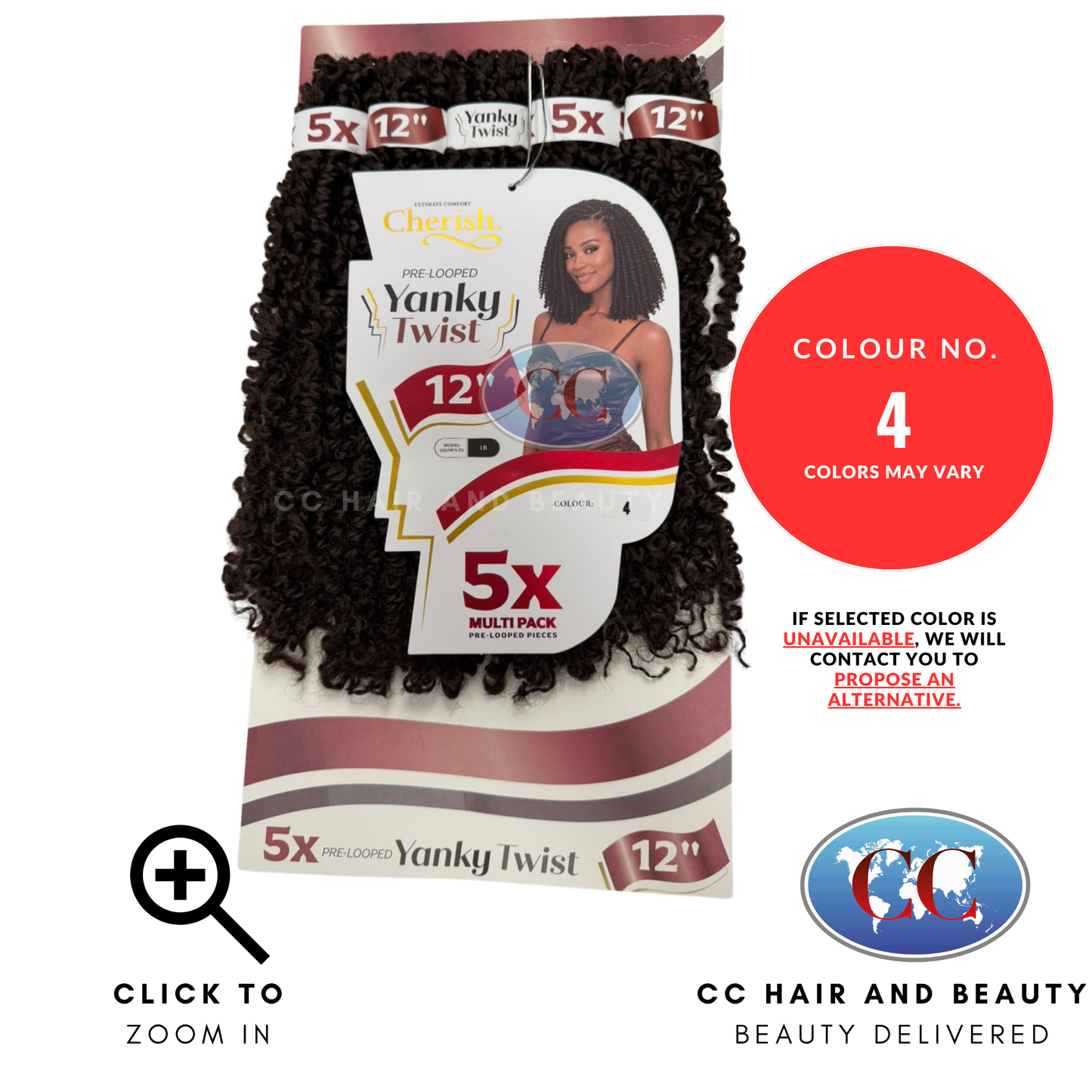 Cherish Pre Looped Yanky Twist Crochet Hair 5 x 12" - 4 