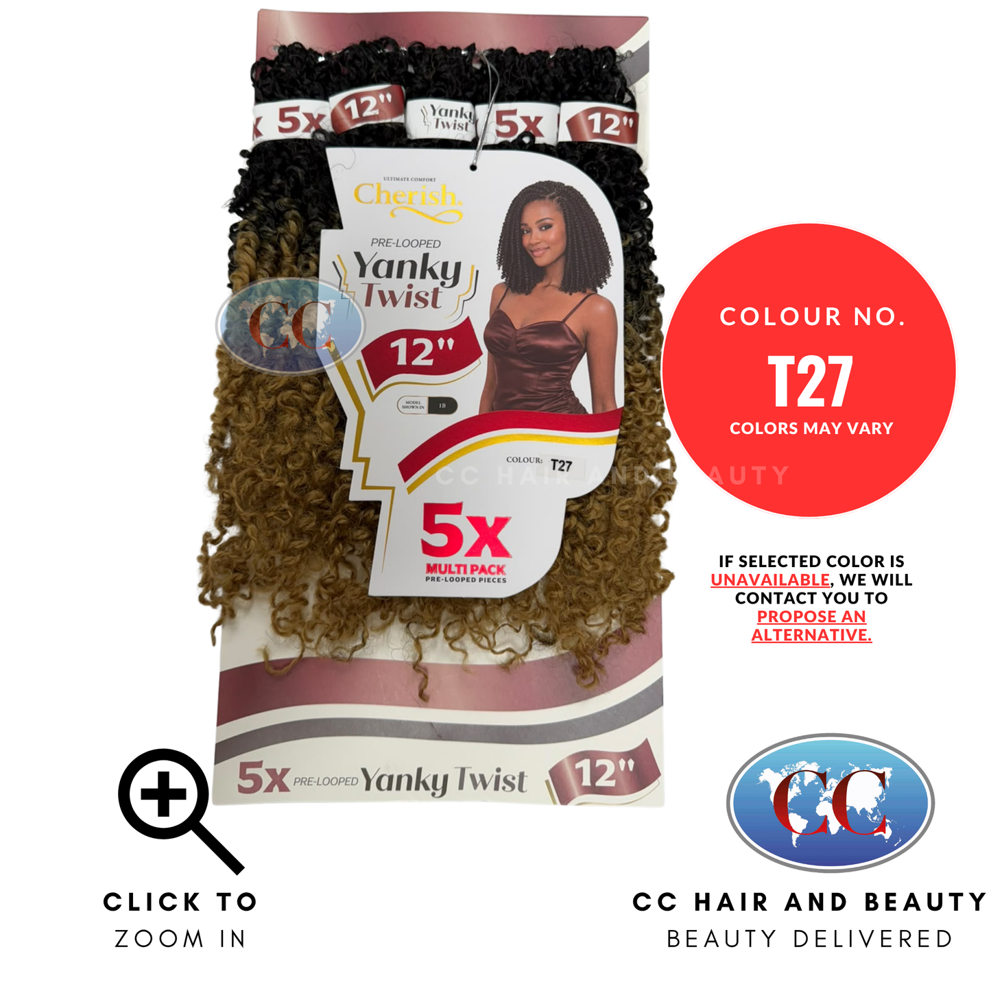 Cherish Pre Looped Yanky Twist Crochet Hair 5 x 12" -  T27