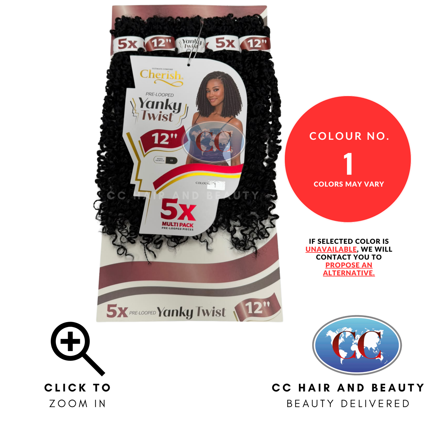Cherish Pre Looped Yanky Twist Crochet Hair 5 x 12" -  1