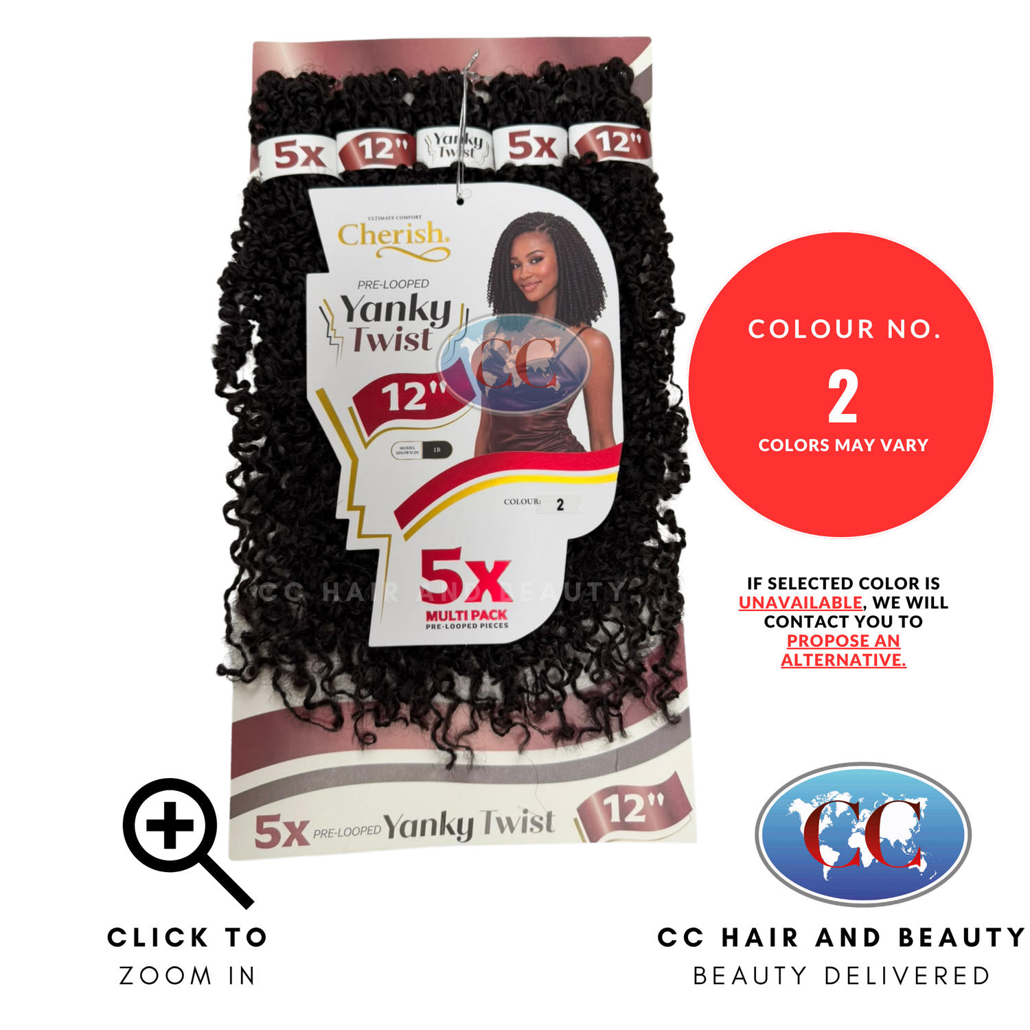 Cherish Pre Looped Yanky Twist Crochet Hair 5 x 12" -  2