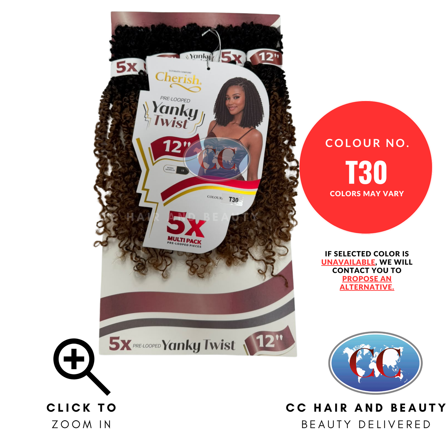 Cherish Pre Looped Yanky Twist Crochet Hair 5 x 12" -  T30