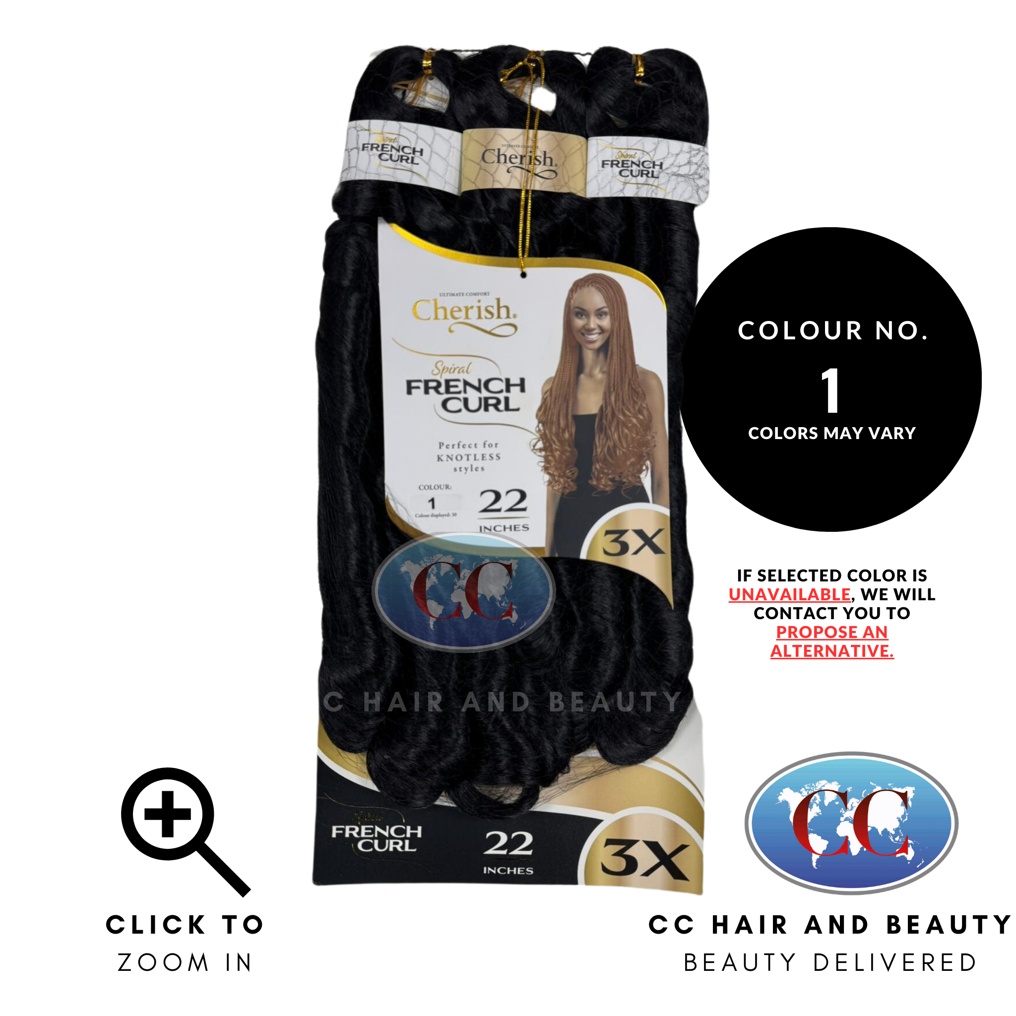 Cherish Spiral French Curl 3x Braid Pre Stretched 22''-colour 1