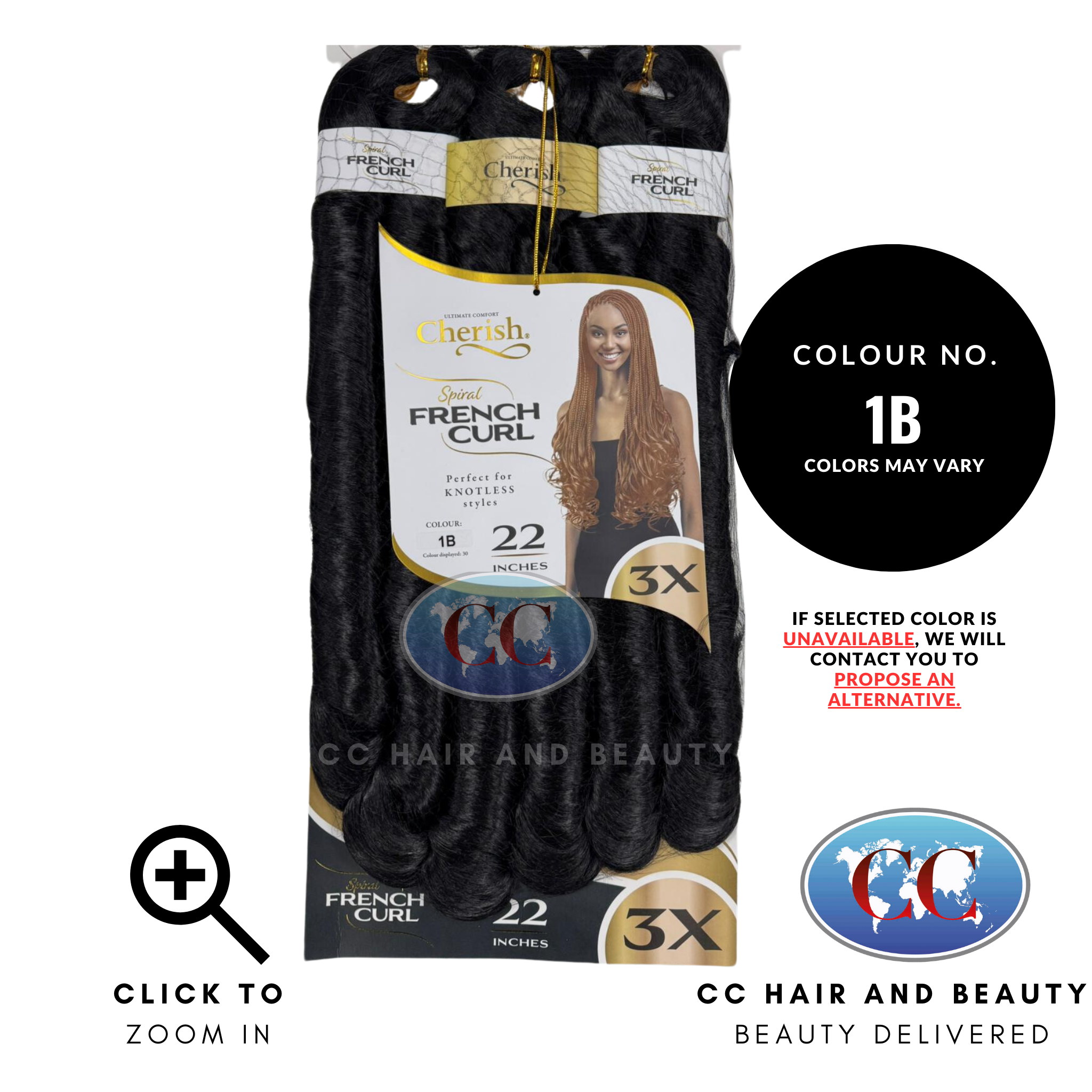 Cherish Spiral French Curl 3x Braid Pre Stretched 22''-colour 1B