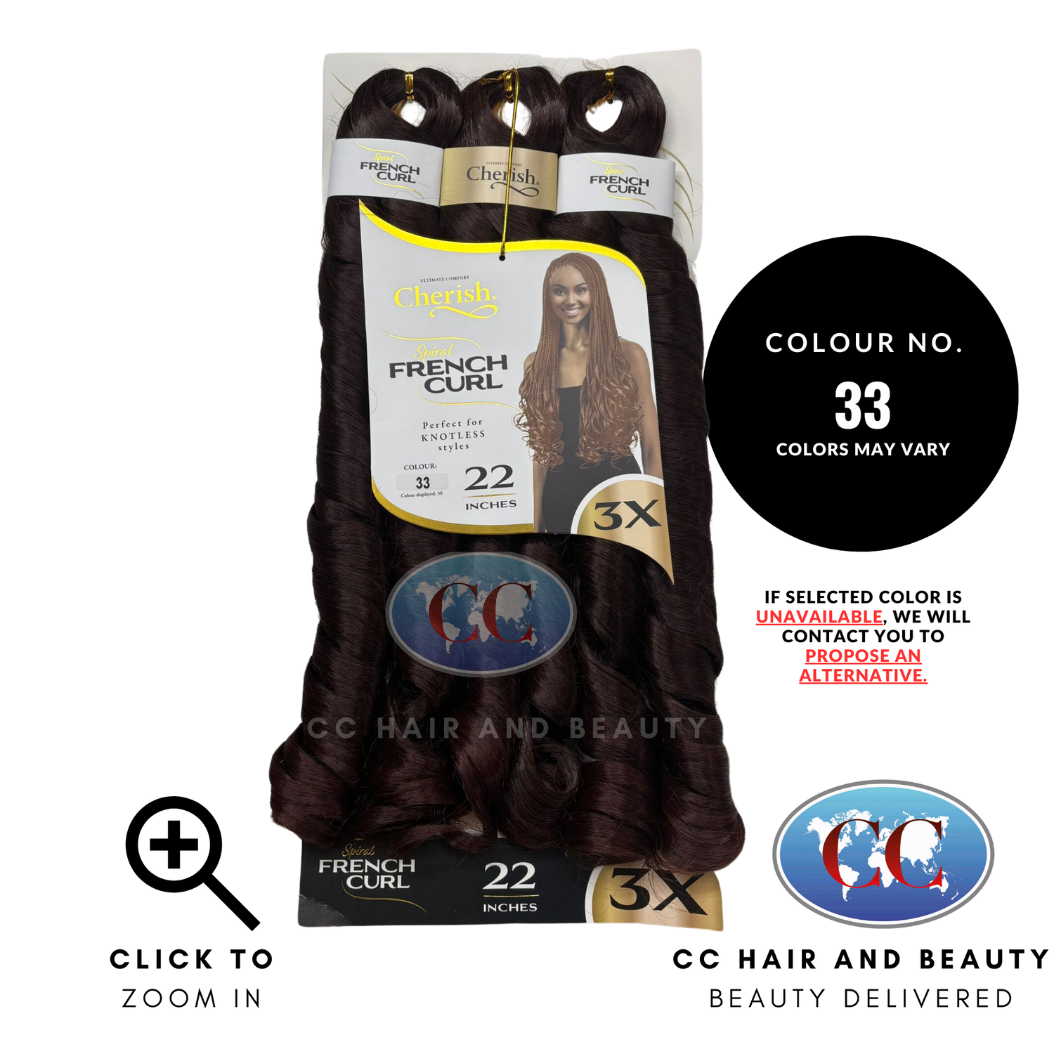 Cherish Spiral French Curl 3x Braid Pre Stretched 22''-Colour 33