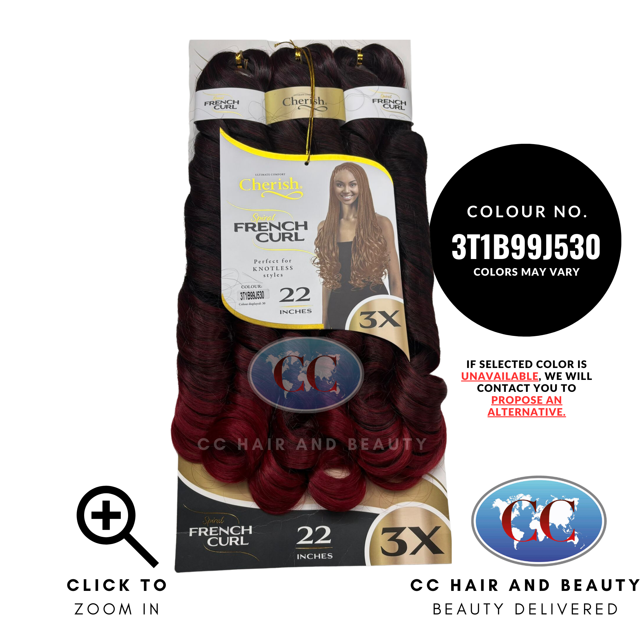 Cherish Spiral French Curl 3x Braid Pre Stretched 22''-Colour 3T1B99J530