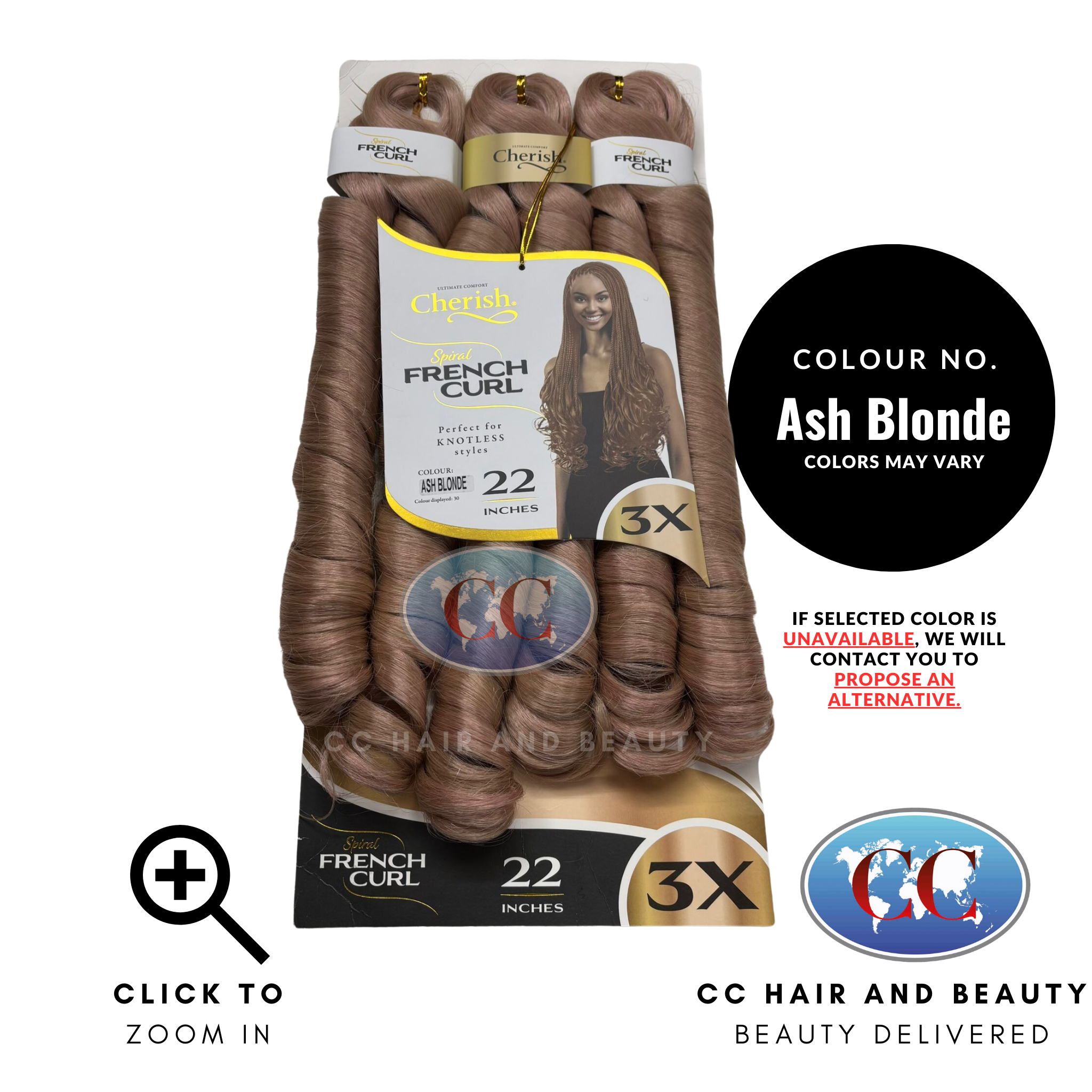 Cherish Spiral French Curl 3x Braid Pre Stretched 22''-Colour ASH BLONDE