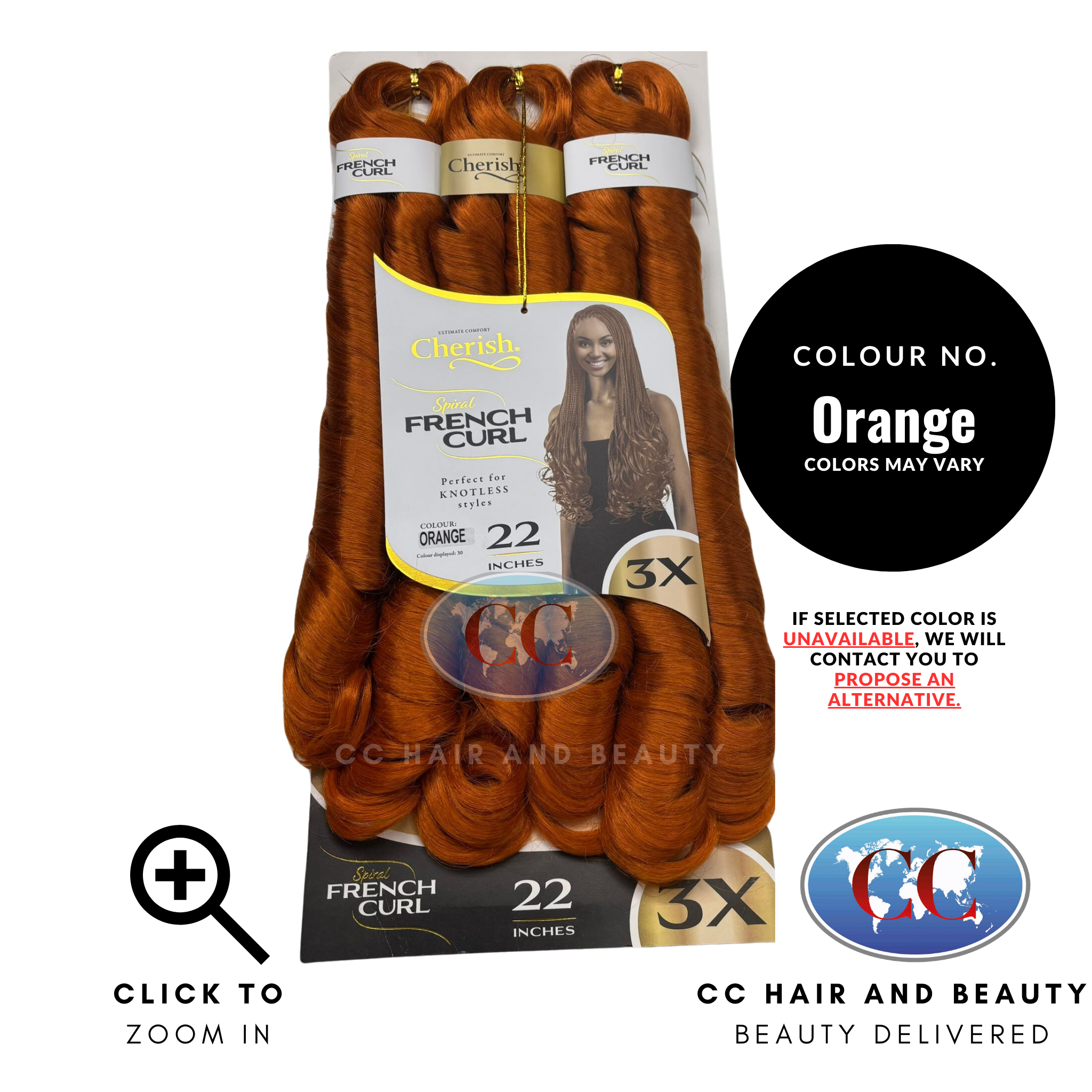 Cherish Spiral French Curl 3x Braid Pre Stretched 22''-Colour orange