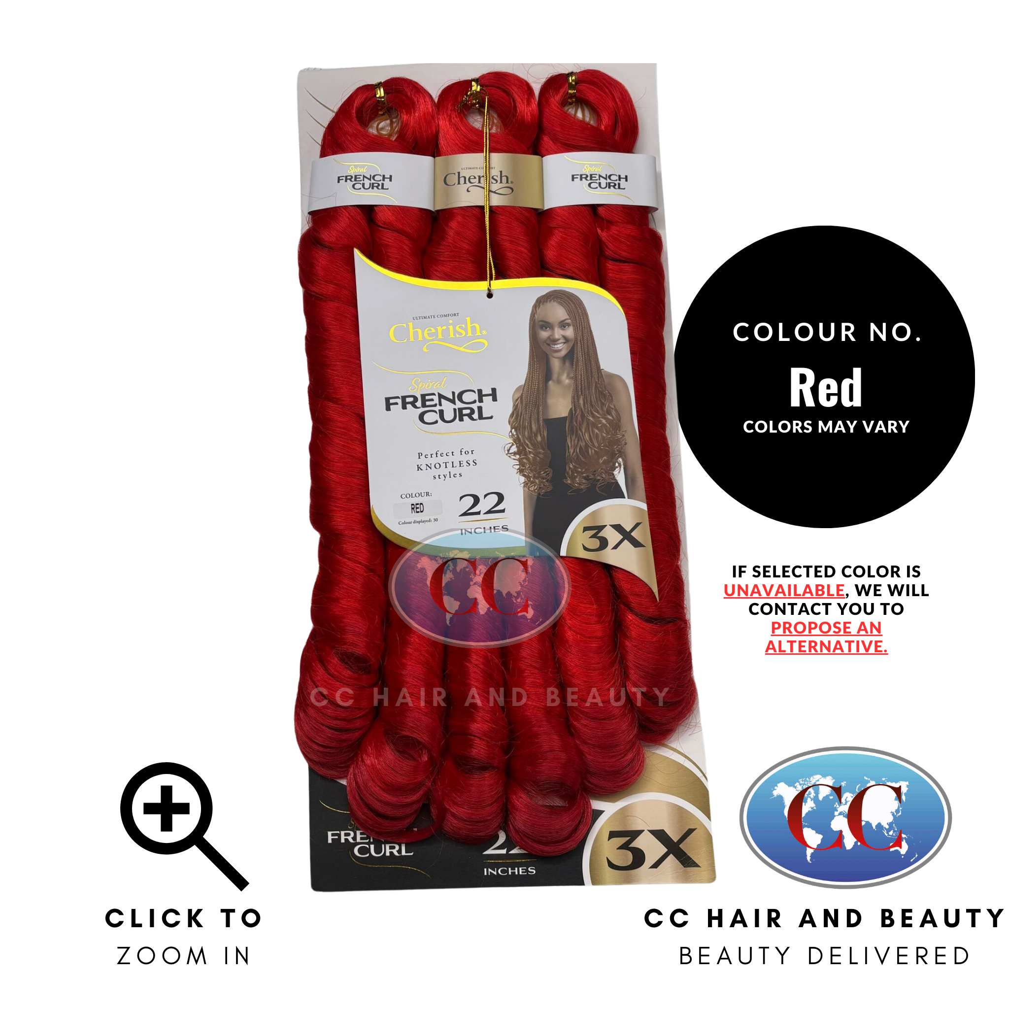 Cherish Spiral French Curl 3x Braid Pre Stretched 22''-Colour RED