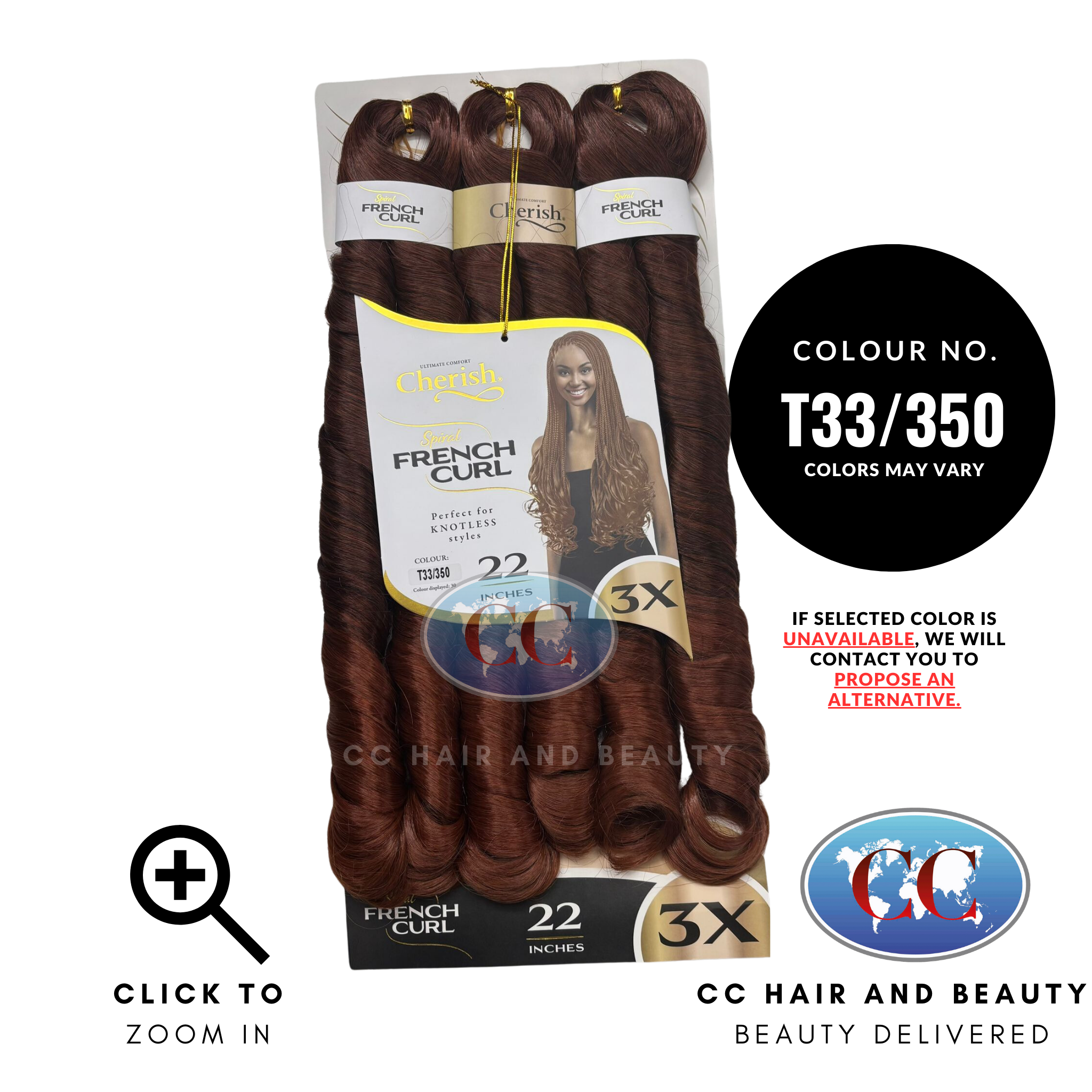 Cherish Spiral French Curl 3x Braid Pre Stretched 22''-Colour T33/350
