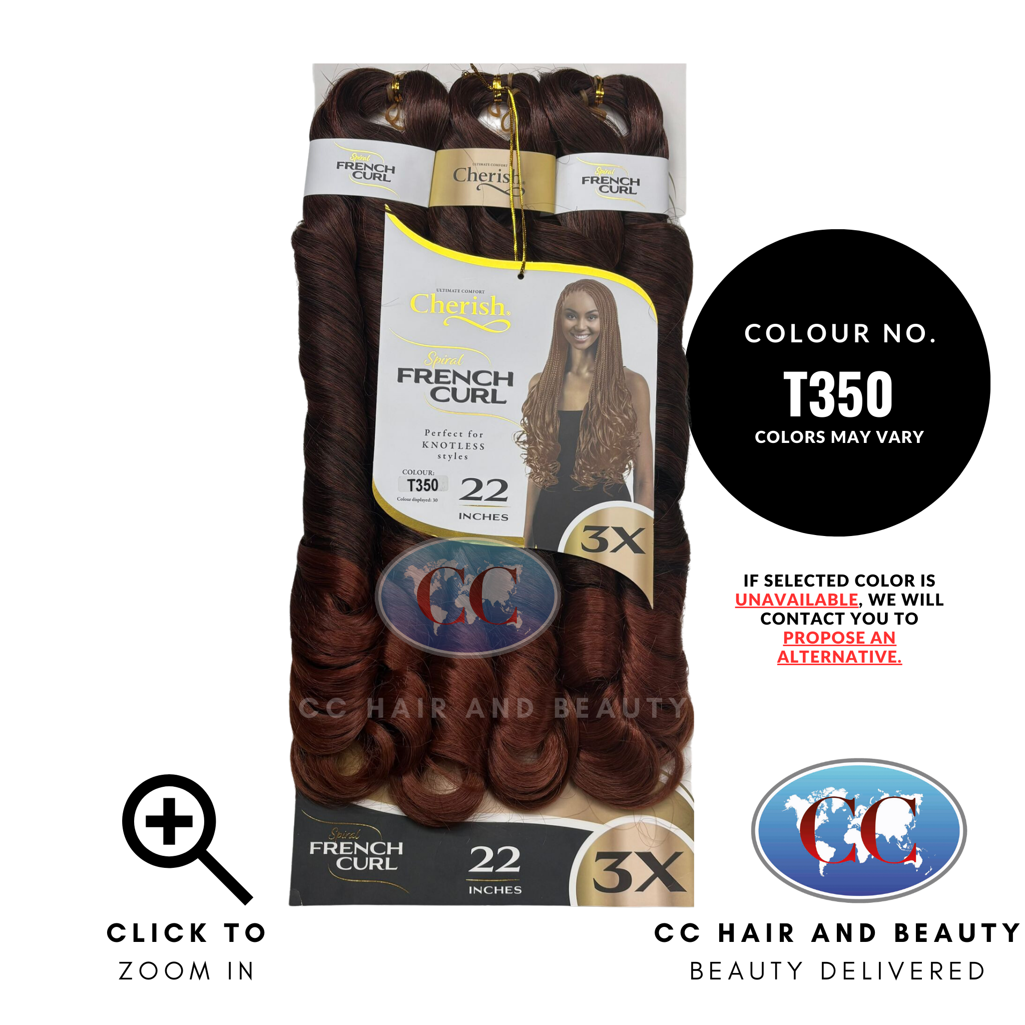Cherish Spiral French Curl 3x Braid Pre Stretched 22''-Colour T350