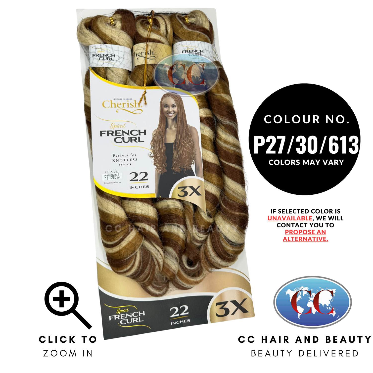 Cherish Spiral French Curl 3x Braid Pre Stretched 22'' - P27/30/613