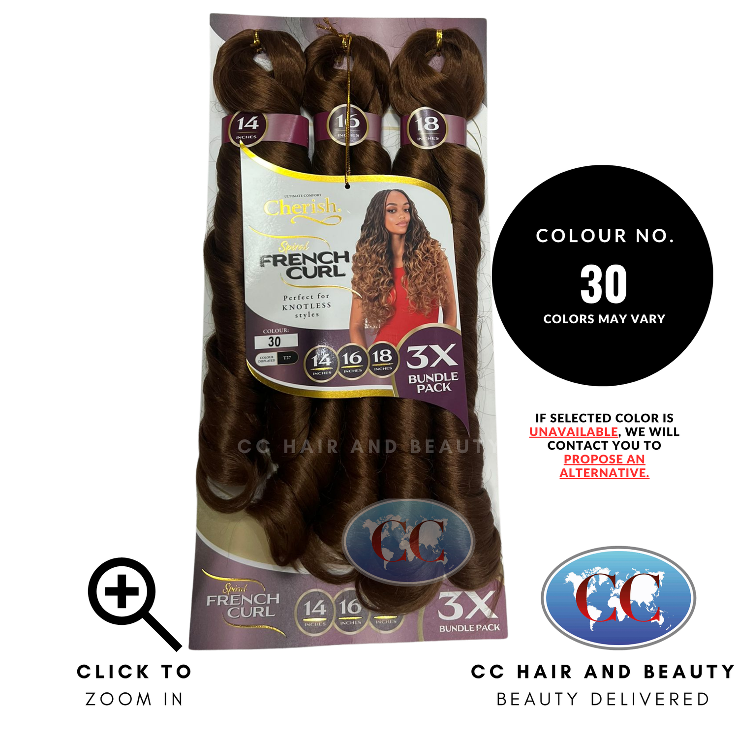 Cherish Spiral French Curl 3x Bundle Pack 14"16"18"- 30