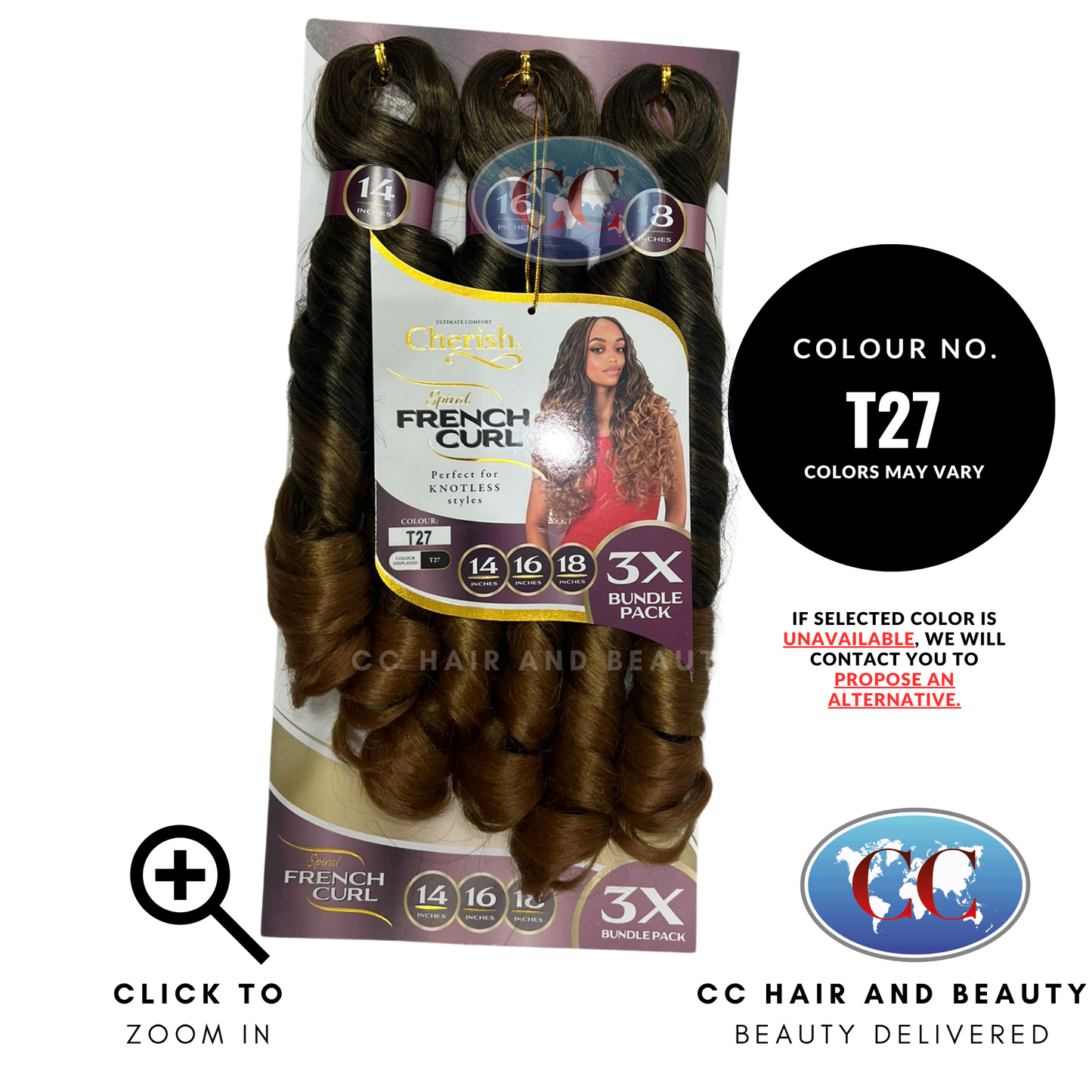 Cherish Spiral French Curl 3x Bundle Pack 14"16"18"- T27