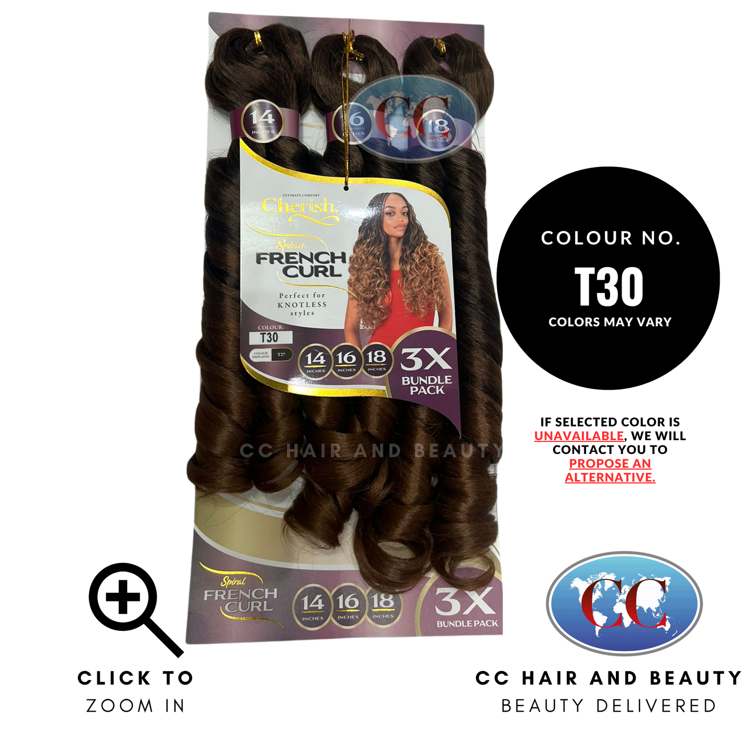 Cherish Spiral French Curl 3x Bundle Pack 14"16"18"- T30