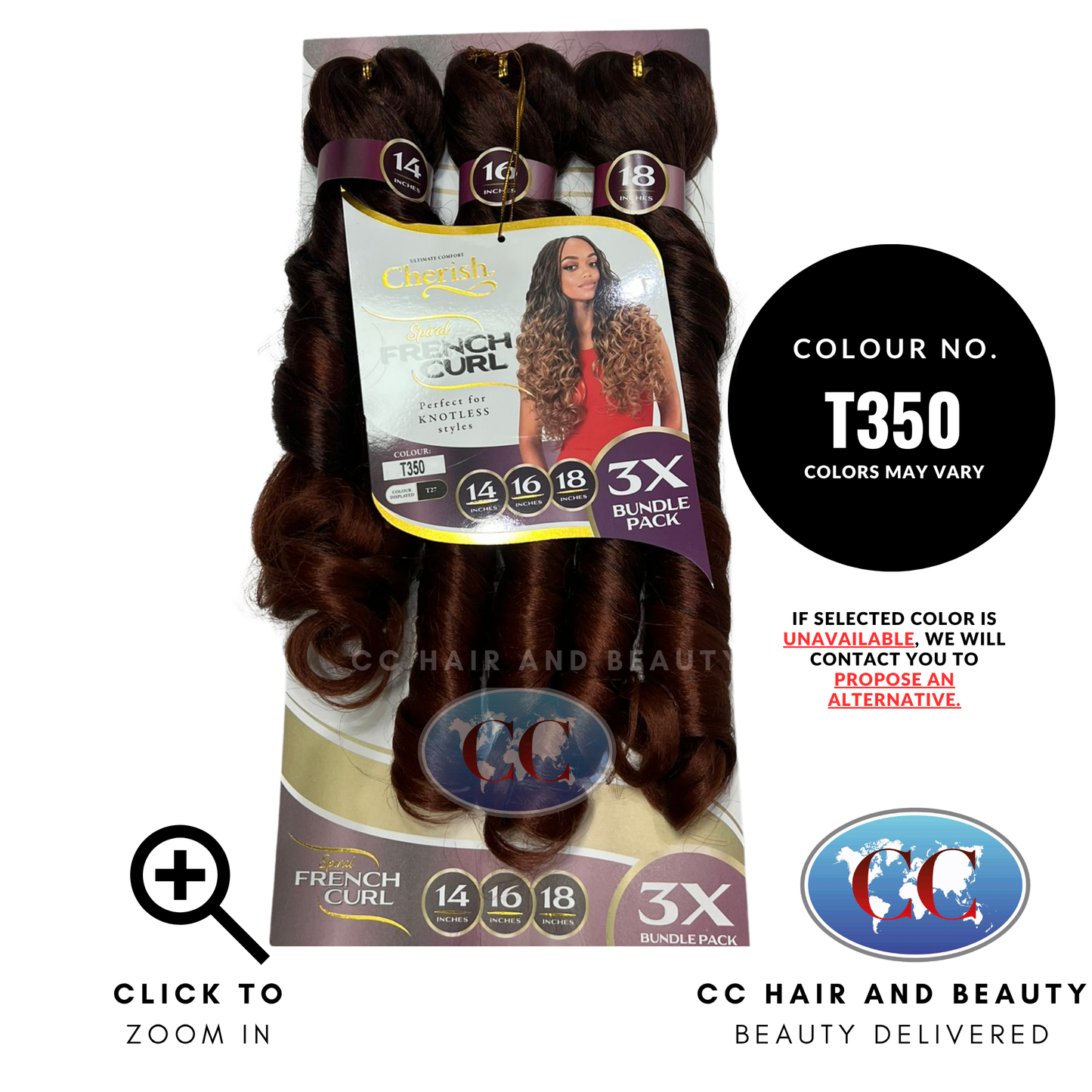 Cherish Spiral French Curl 3x Bundle Pack 14"16"18"- T350