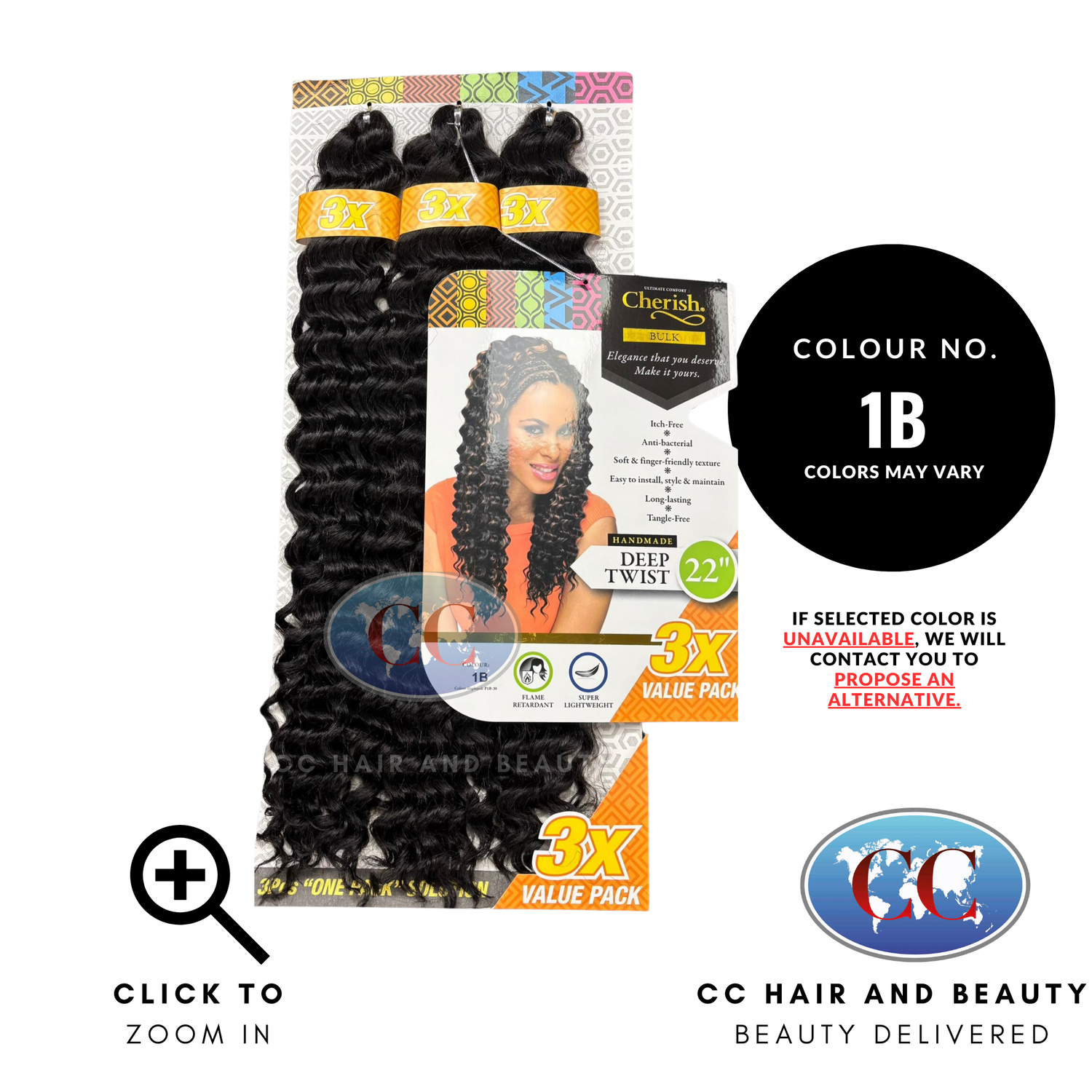 Cherish Synthetic Hair 3X Deep Twist 22"-Colour 1B