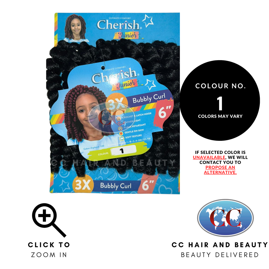 Cherish Synthetic Junior Kids Crochet Braid Hair -Bubbly Curl 6''-colour 1