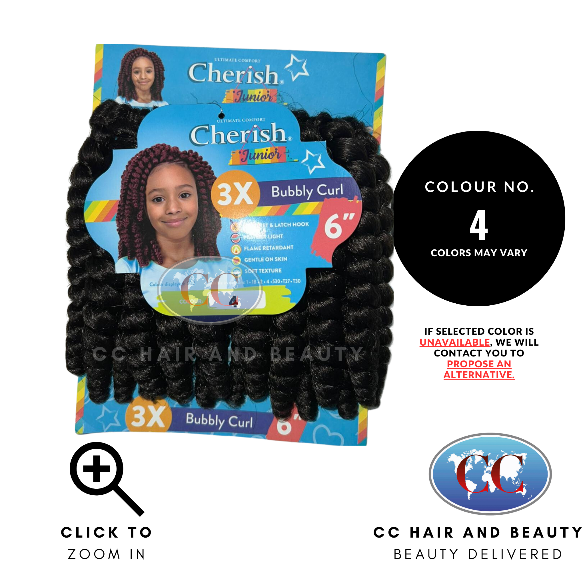 Cherish Synthetic Junior Kids Crochet Braid Hair -Bubbly Curl 6''-colour 4