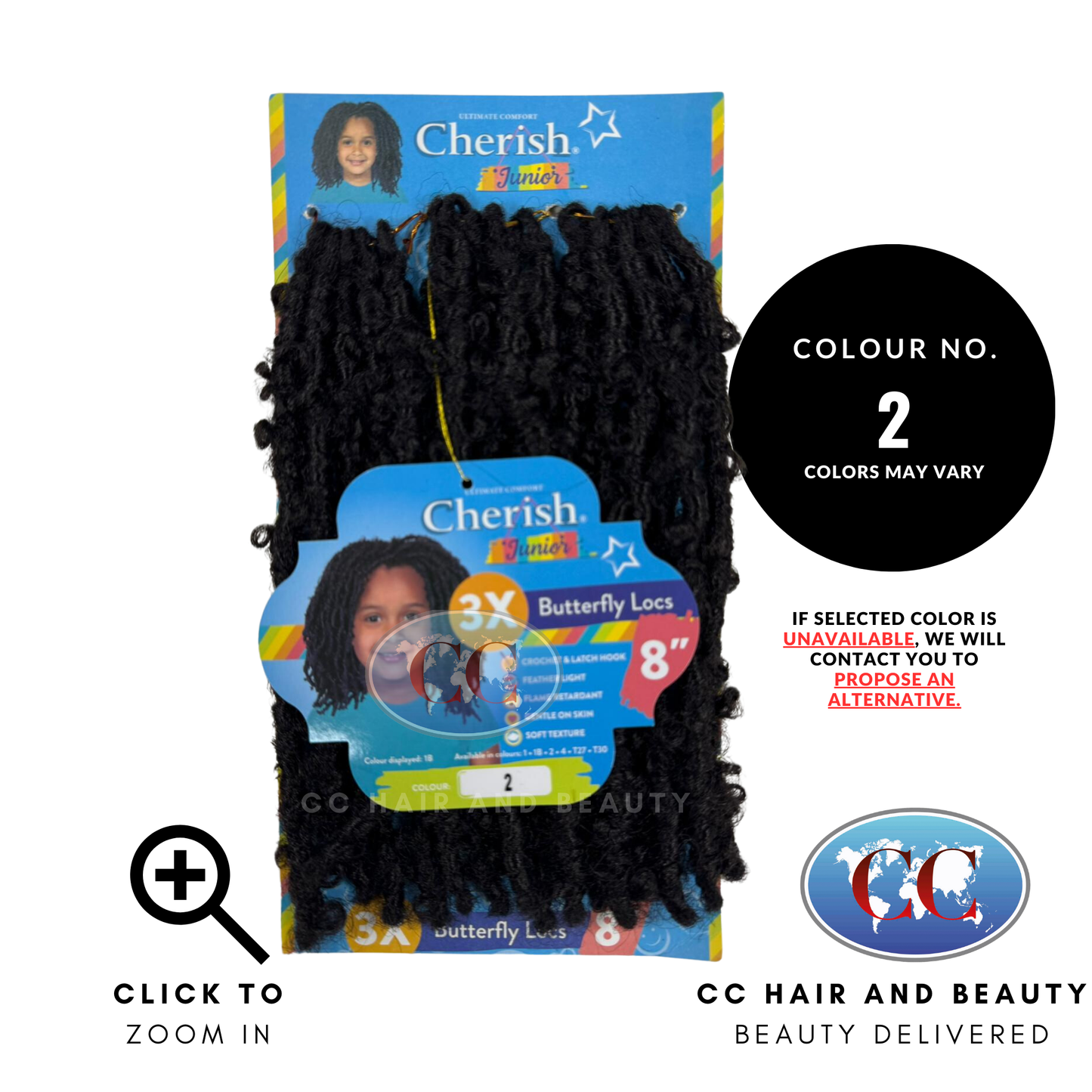 Cherish Synthetic Junior Kids Crochet Braid Hair - Butterfly Locs 8''-Colour 2