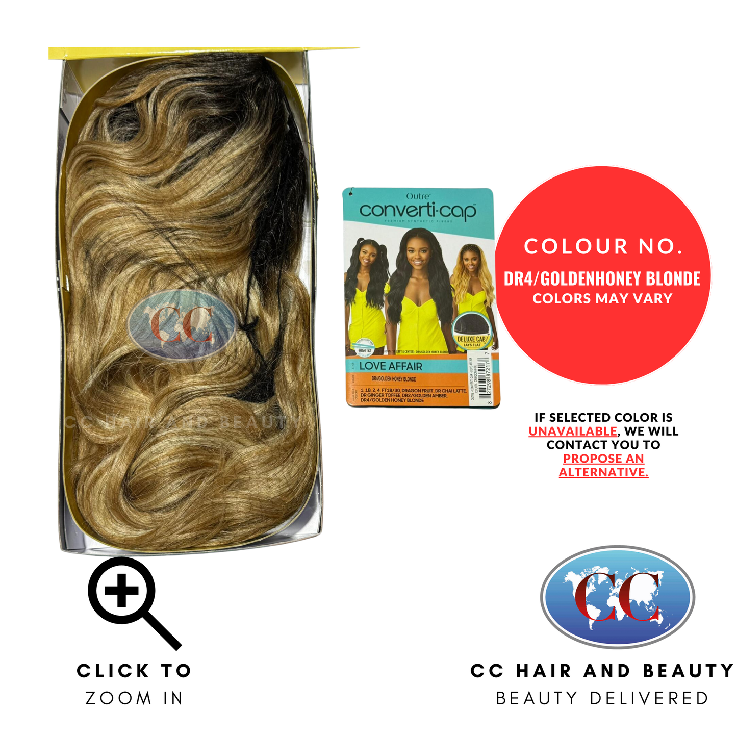 Converti-Cap Premium Synthetic Fiber Half Wig - Love Affair-Colour DR4/GOLDEN HONEY BLONDE