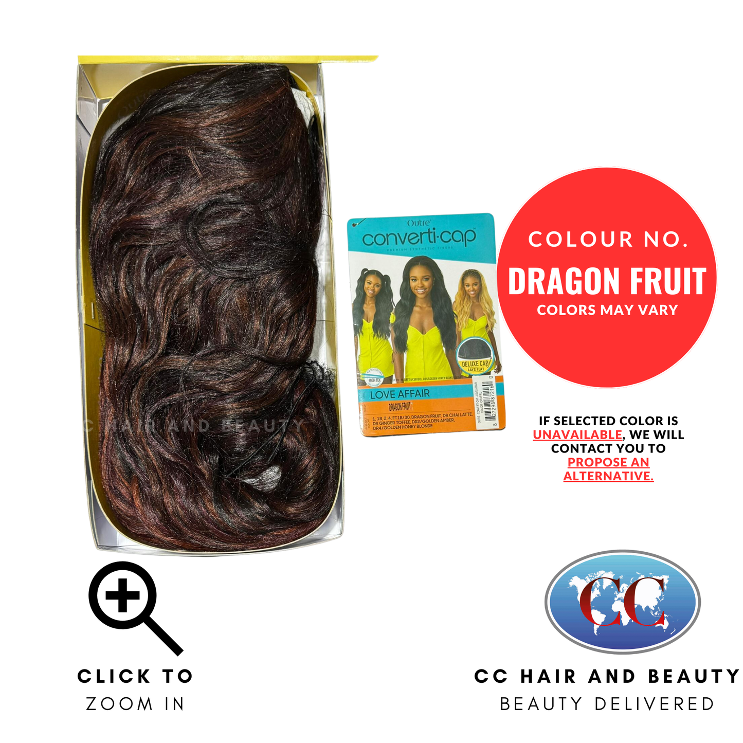 Converti-Cap Premium Synthetic Fiber Half Wig - Love Affair-Colour DRAGON FRUIT