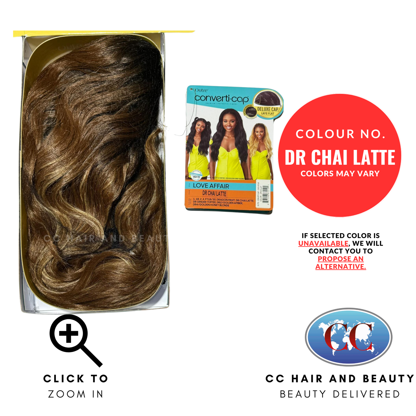 Converti-Cap Premium Synthetic Fiber Half Wig - Love Affair-Colour DR CHAI LTTE