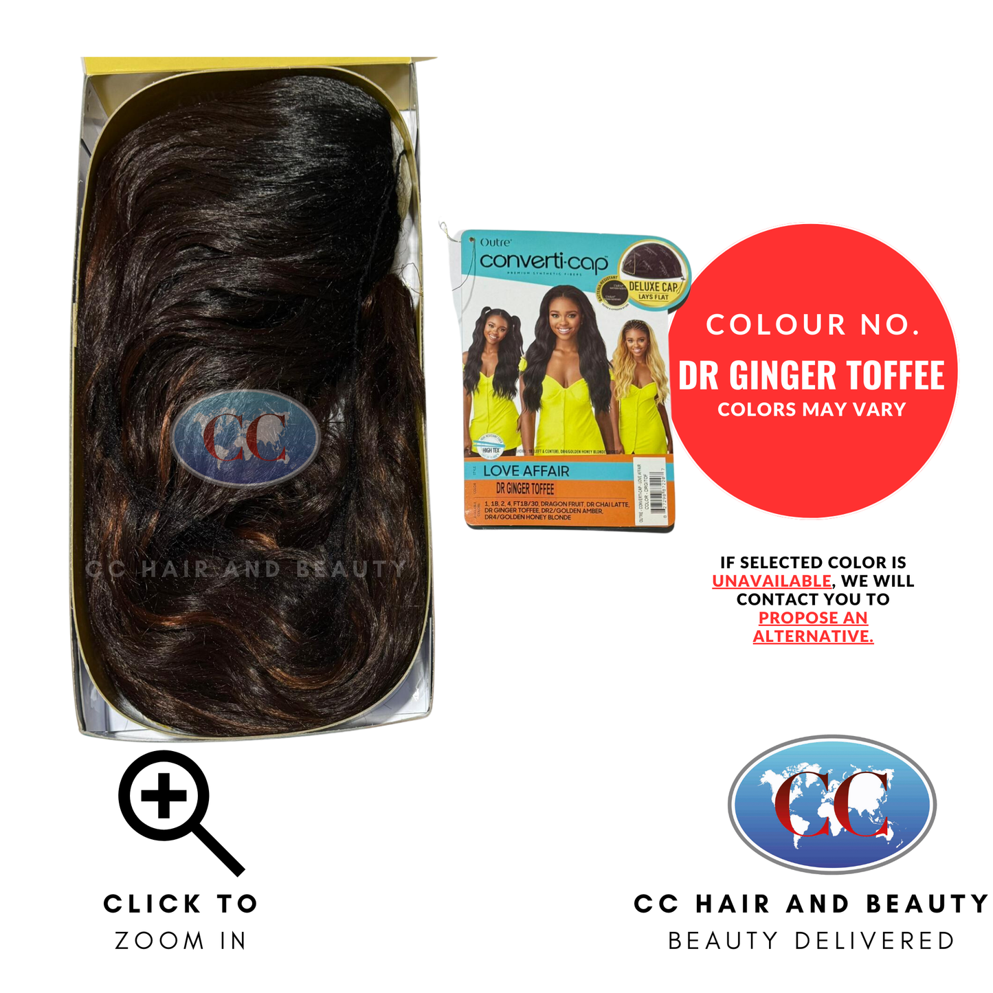 Converti-Cap Premium Synthetic Fiber Half Wig - Love Affair-Colour DR GINGER TOFFEE