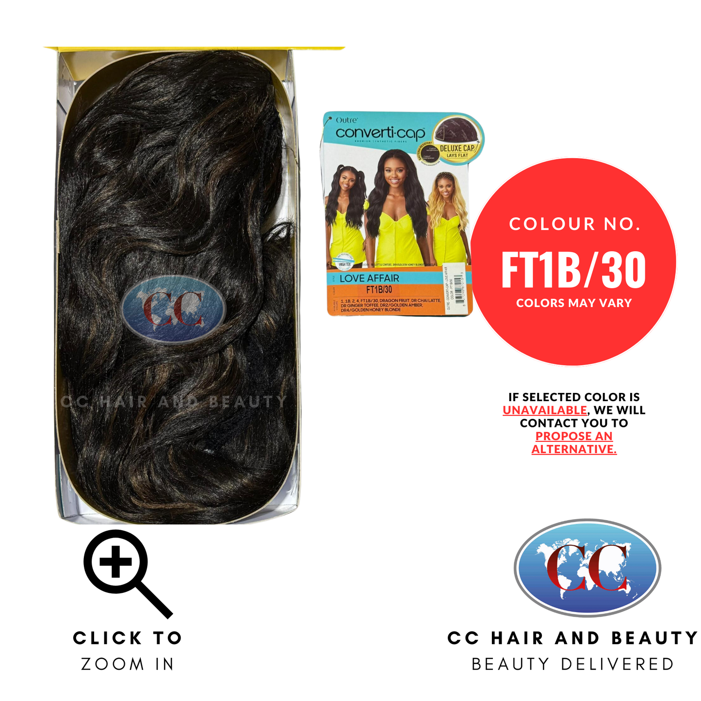 Converti-Cap Premium Synthetic Fiber Half Wig - Love Affair-Colour FT1B/30