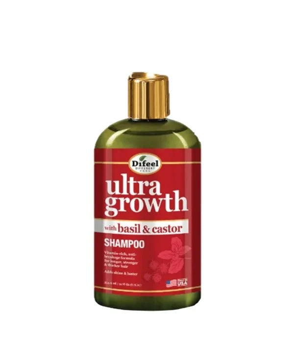 Difeel Ultra Growth Basil & Castor Oil Pro Growth Sulfate Free Shampoo -12Oz