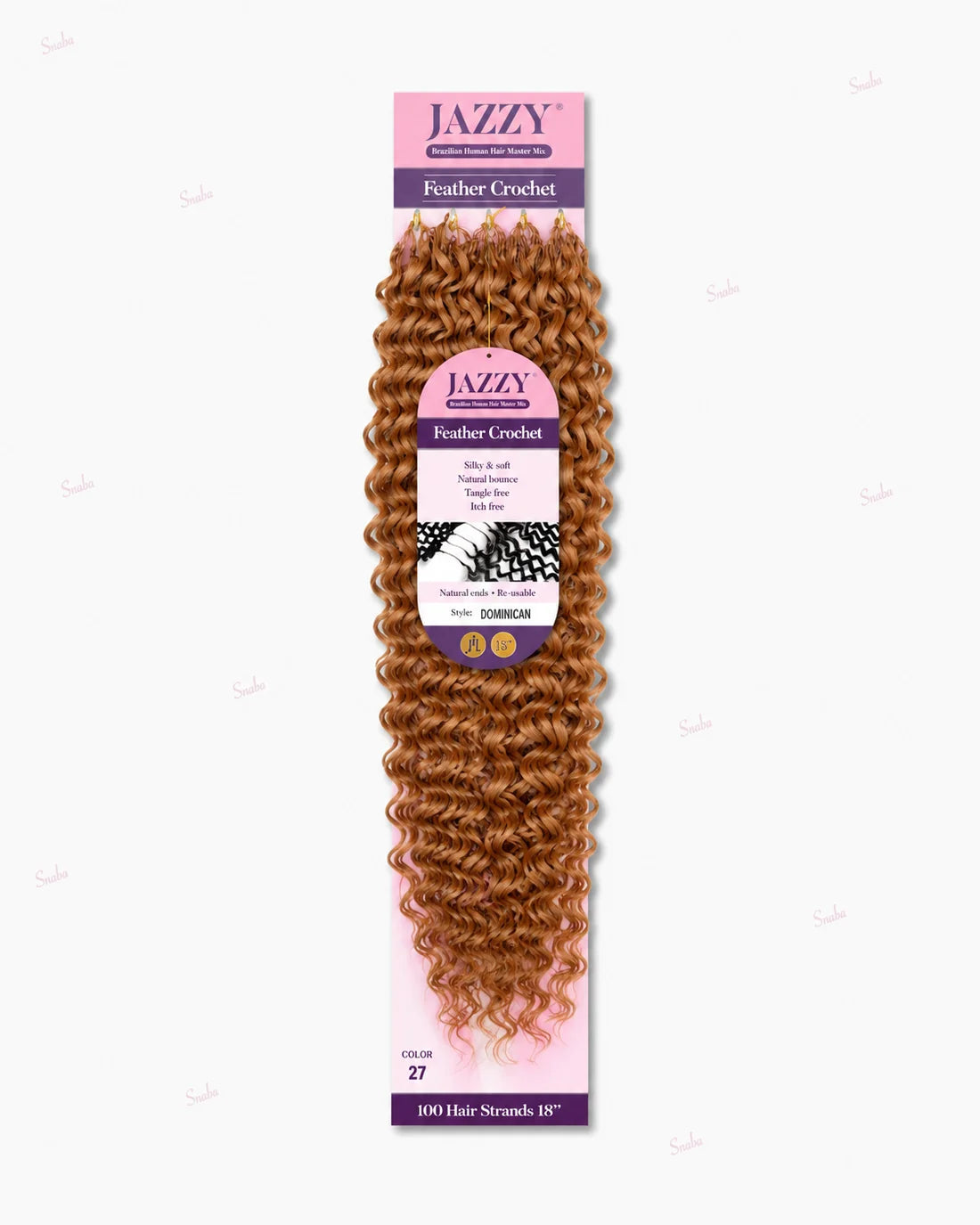 JAZZY Feather Crochet Hair Brazilian Human Hair Blend Crochet - Dominican 18"