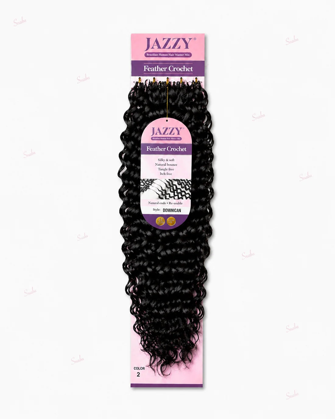 JAZZY Feather Crochet Hair Brazilian Human Hair Blend Crochet - Dominican 18"