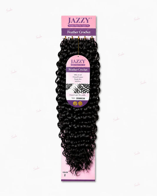 JAZZY Feather Crochet Hair Brazilian Human Hair Blend Crochet - Dominican 18"
