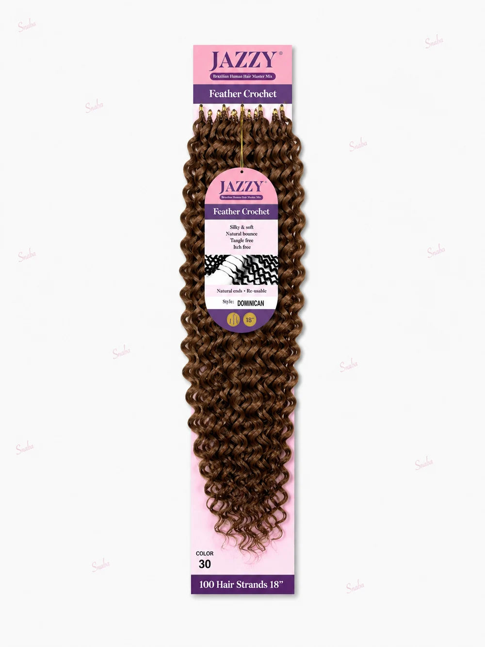 JAZZY Feather Crochet Hair Brazilian Human Hair Blend Crochet - Dominican 18"