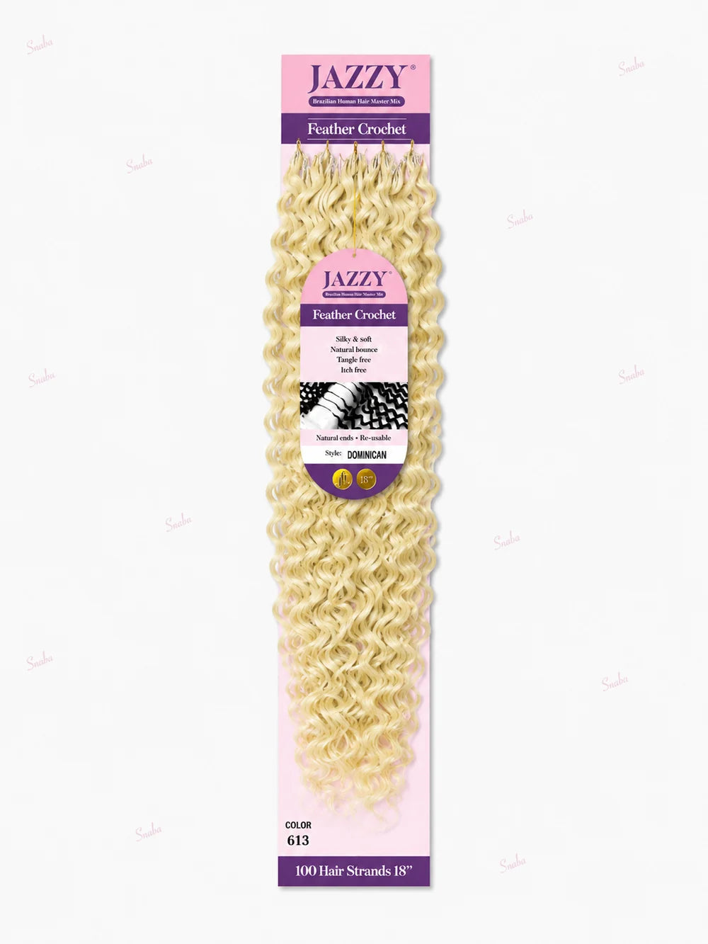 JAZZY Feather Crochet Hair Brazilian Human Hair Blend Crochet - Dominican 18"
