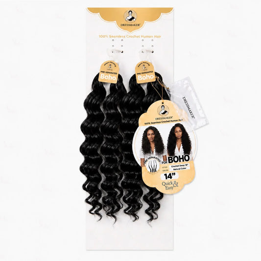 Dressmaker 100% Pre Separated For Boho Seamless Crochet Human Hair Deep 14"18"