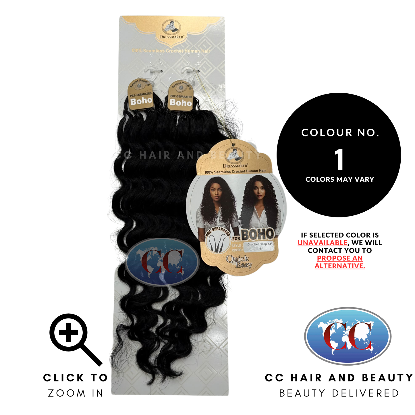 Dressmaker 100% Pre Separated For Boho Seamless Crochet Human Hair Deep 14" - 1