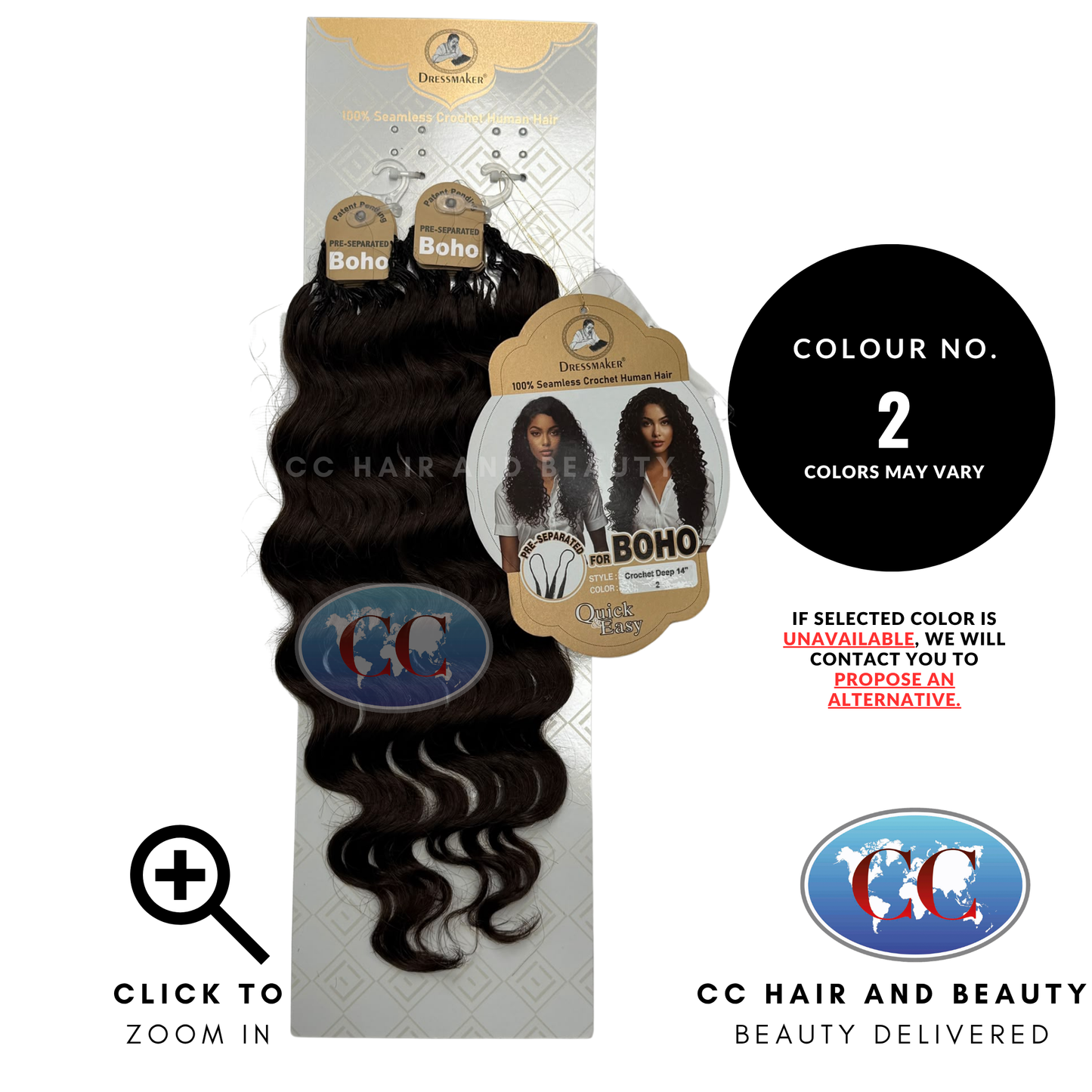 Dressmaker 100% Pre Separated For Boho Seamless Crochet Human Hair Deep 14" - 2
