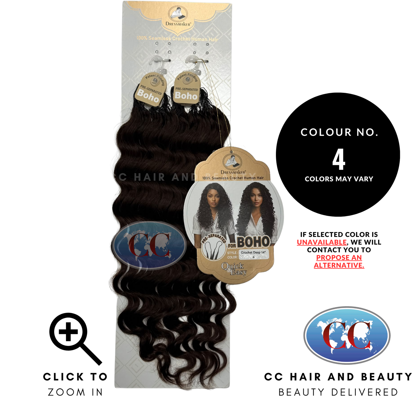 Dressmaker 100% Pre Separated For Boho Seamless Crochet Human Hair Deep 14" - 4