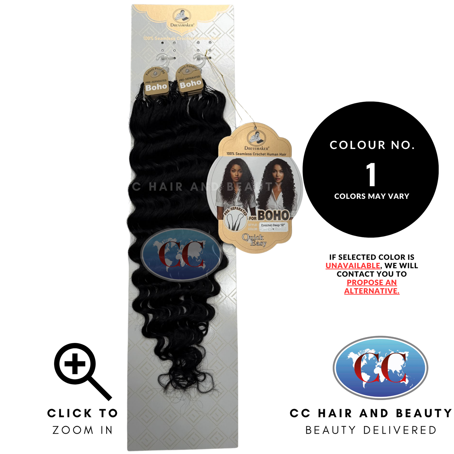 Dressmaker 100% Pre Separated For Boho Seamless Crochet Human Hair Deep 18" - 1