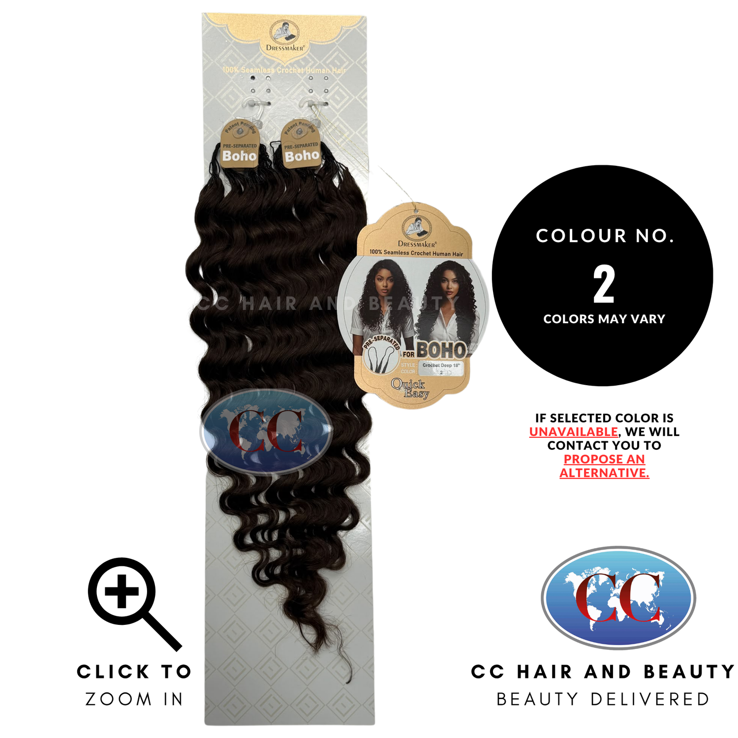 Dressmaker 100% Pre Separated For Boho Seamless Crochet Human Hair Deep 18" - 2