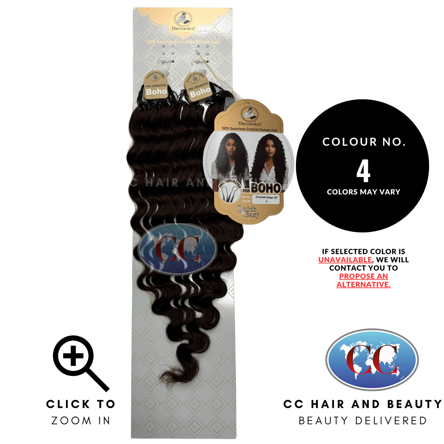 Dressmaker 100% Pre Separated For Boho Seamless Crochet Human Hair Deep 18" - 4