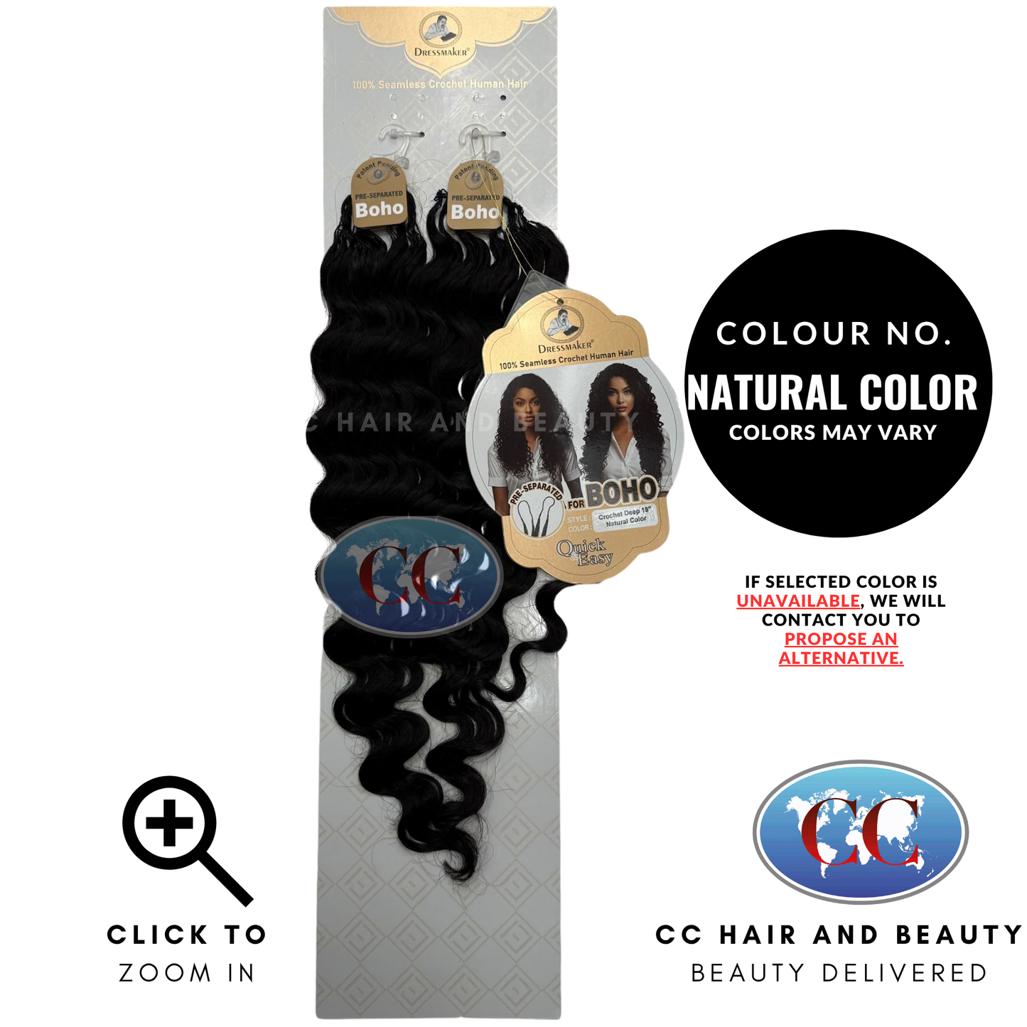 Dressmaker 100% Pre Separated For Boho Seamless Crochet Human Hair Deep 18" -  NATURAL COLOR