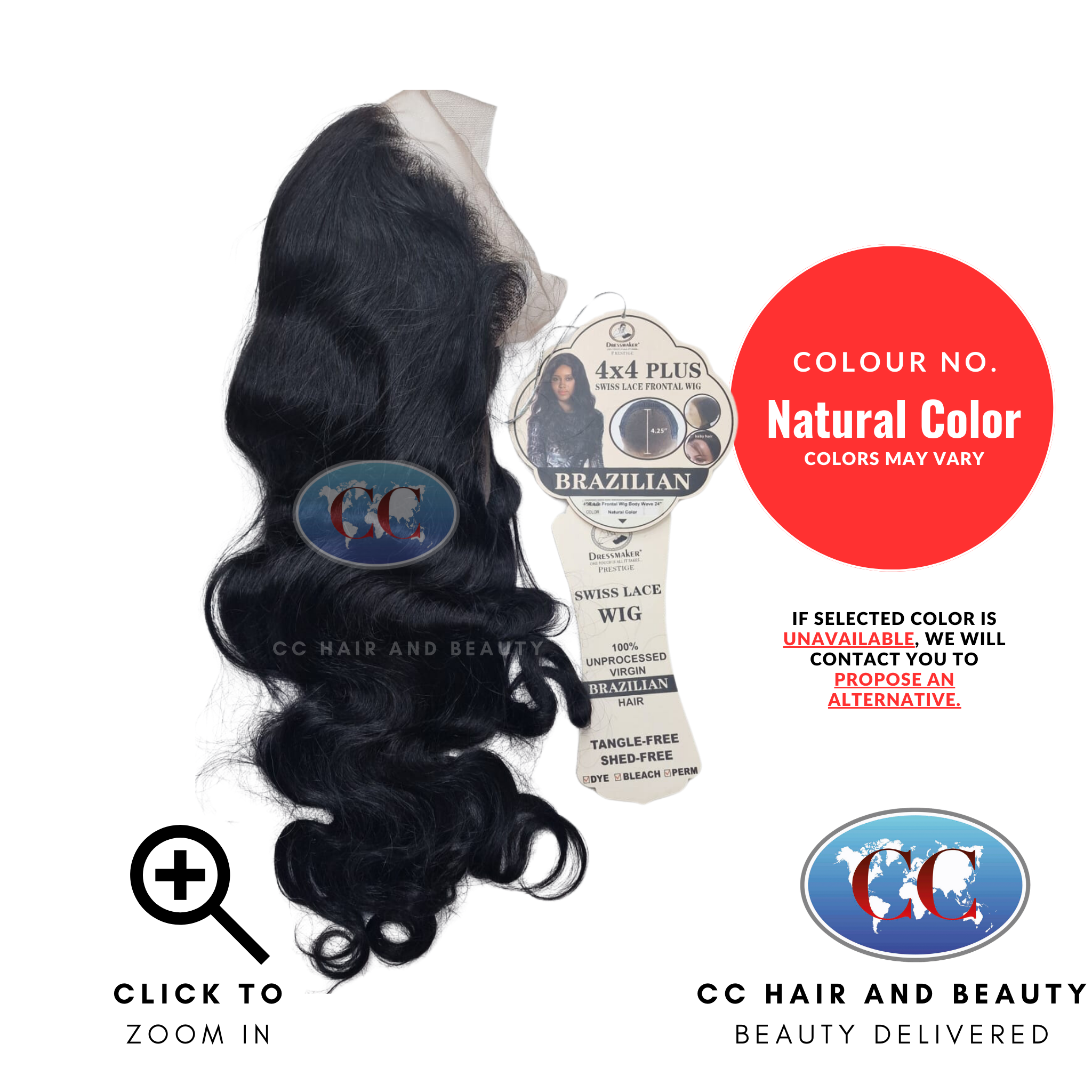 Dressmaker Brazillian Swiss Lace Wig 4x4 Lace Frontal - Body Wave-Natural Color-24"