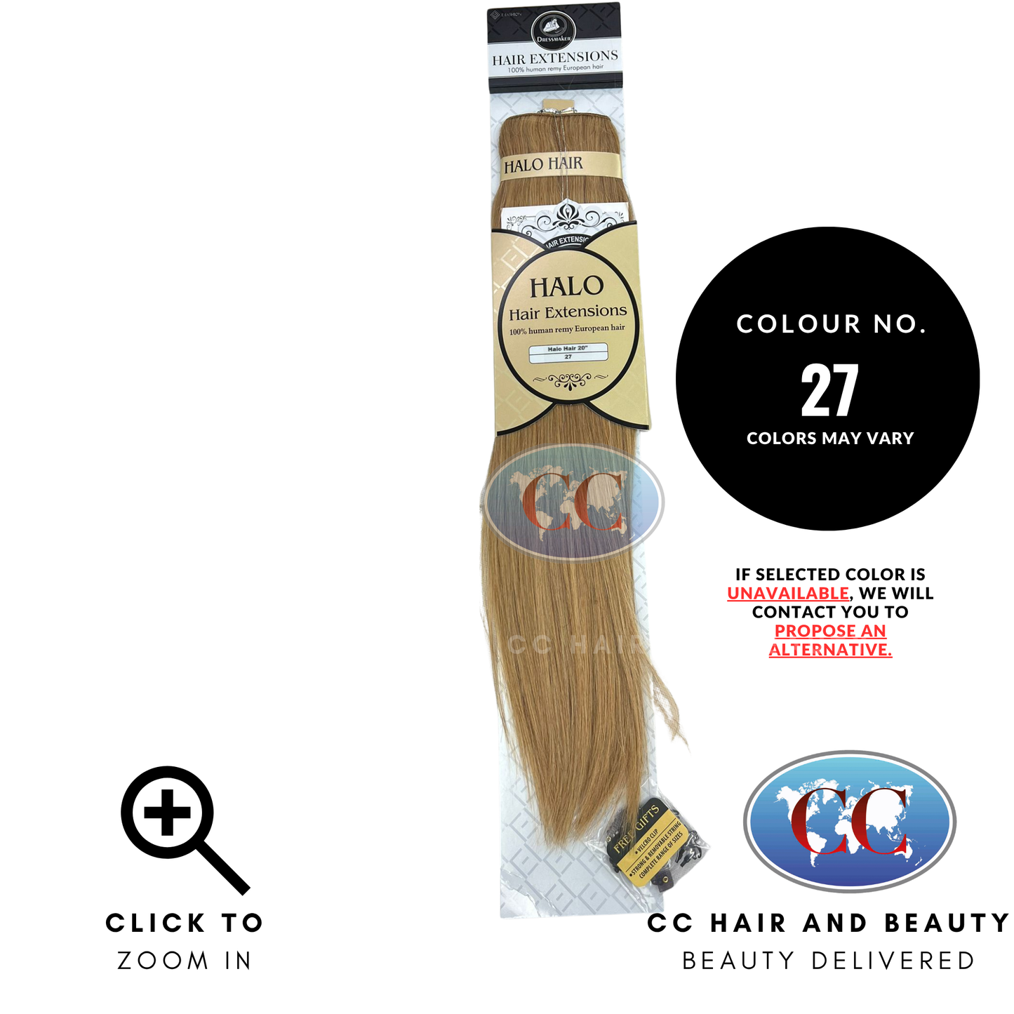 Dressmaker Halo 100% Human Remy European Hair Extensions Toper 20"- 27