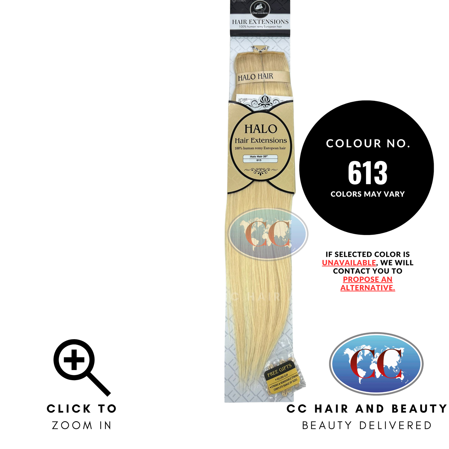 Dressmaker Halo 100% Human Remy European Hair Extensions Toper 20"- 613